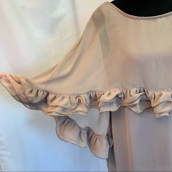 Chloe vintage taupe silk draped ruffle frill lined designer blouse size … - Picture 5 of 10
